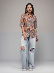 TrendiVastra Women Paisley Print Asymmetric Neck Shirt Office Wear in Multicolor shirt, paisley print, asymmetric neck, side