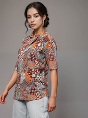 TrendiVastra Women Paisley Print Asymmetric Neck Shirt Office Wear in Multicolor shirt, paisley print, asymmetric neck, style