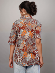TrendiVastra Women Paisley Print Asymmetric Neck Shirt Office Wear in Multicolor shirt, paisley print, asymmetric neck