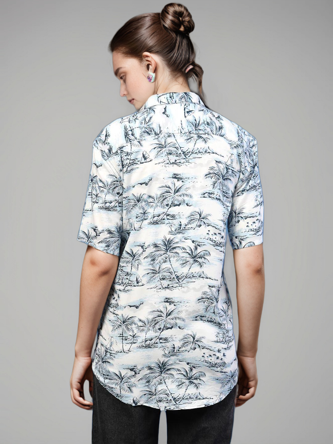 TrendiVastra Women Printed Shirt Office Wear in White shirt, printed design, look 6 view