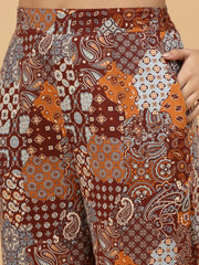 TrendiVastra Women Paisley Print Co-Ord Set Casual Wear in Multicolor co-ord set, paisley print, fabric detail view