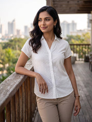 TrendiVastra Women Regular Fit Shirt Collar Office Wear in White shirt, modern design, collar, regular fit, look 6 view