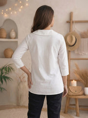 TrendiVastra Women Shirt Collar Office Wear Style 1 in White shirt, modern design, collar, back view