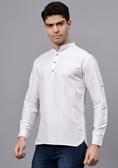 Men's Cotton Blend Slim Fit Short Kurta