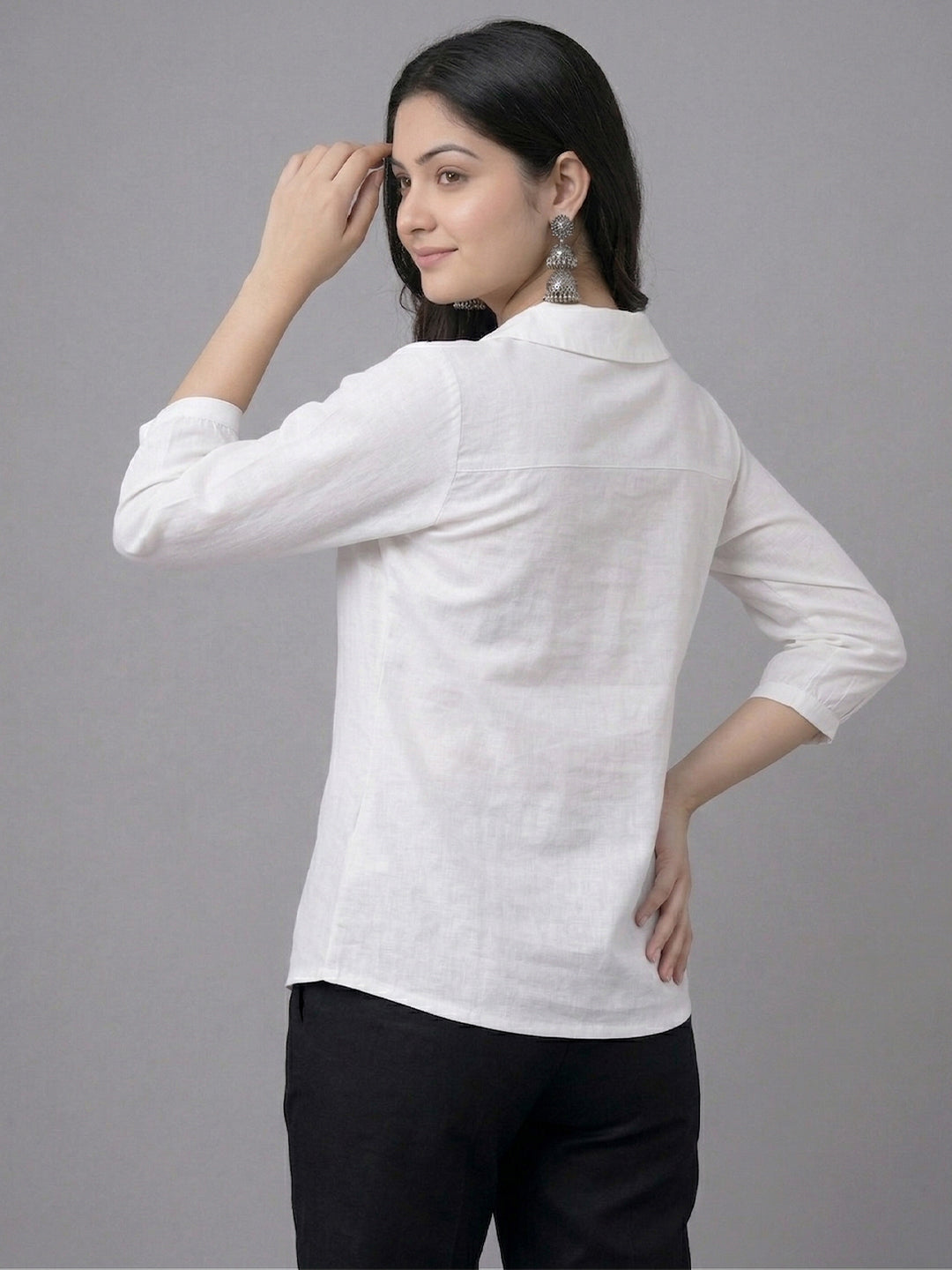 TrendiVastra Women Top Office Wear in White top, modern design, side view