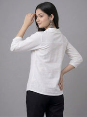 TrendiVastra Women Top Office Wear in White top, modern design, side view