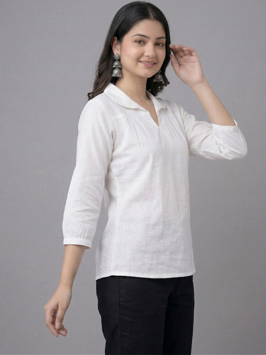 TrendiVastra Women Top Office Wear in White top, modern design, back view