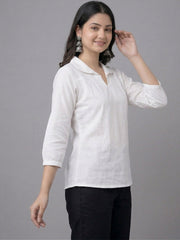 TrendiVastra Women Top Office Wear in White top, modern design, back view