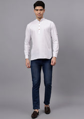 Men's Cotton Blend Slim Fit Short Kurta