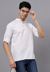 Men's Cotton Blend Slim Fit Short Kurta