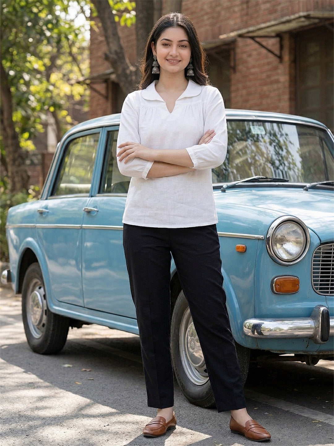 TrendiVastra Women Top Office Wear in White top, modern design, style detail view