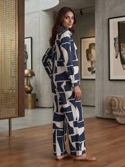 TrendiVastra Women Full Sleeve Co-Ord Set Casual Wear in Navy Blue co-ord set, modern design, full sleeve, back view