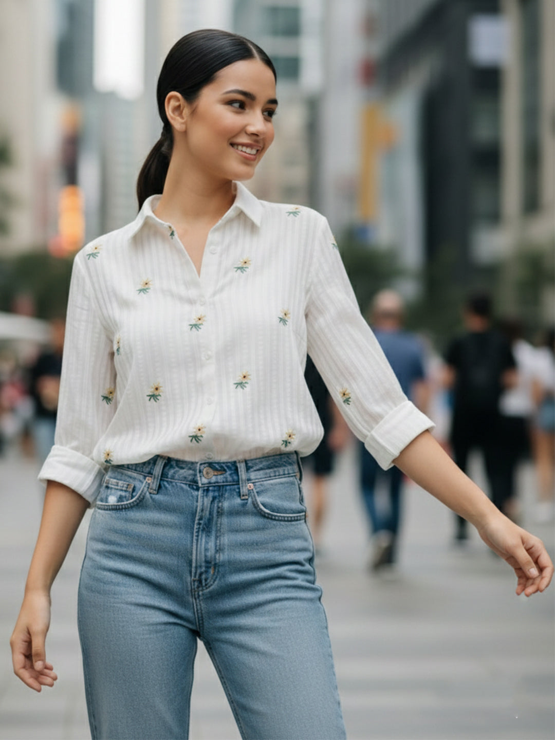 TrendiVastra Women Regular Fit Full Sleeve Shirt Collar Office Wear in White shirt, modern design, full sleeve, collar