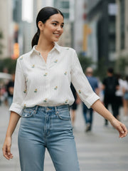 TrendiVastra Women Regular Fit Full Sleeve Shirt Collar Office Wear in White shirt, modern design, full sleeve, collar