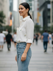 TrendiVastra Women Regular Fit Full Sleeve Shirt Collar Office Wear in White shirt, modern design, full sleeve, collar