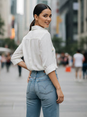 TrendiVastra Women Regular Fit Full Sleeve Shirt Collar Office Wear in White shirt, modern design, full sleeve, collar