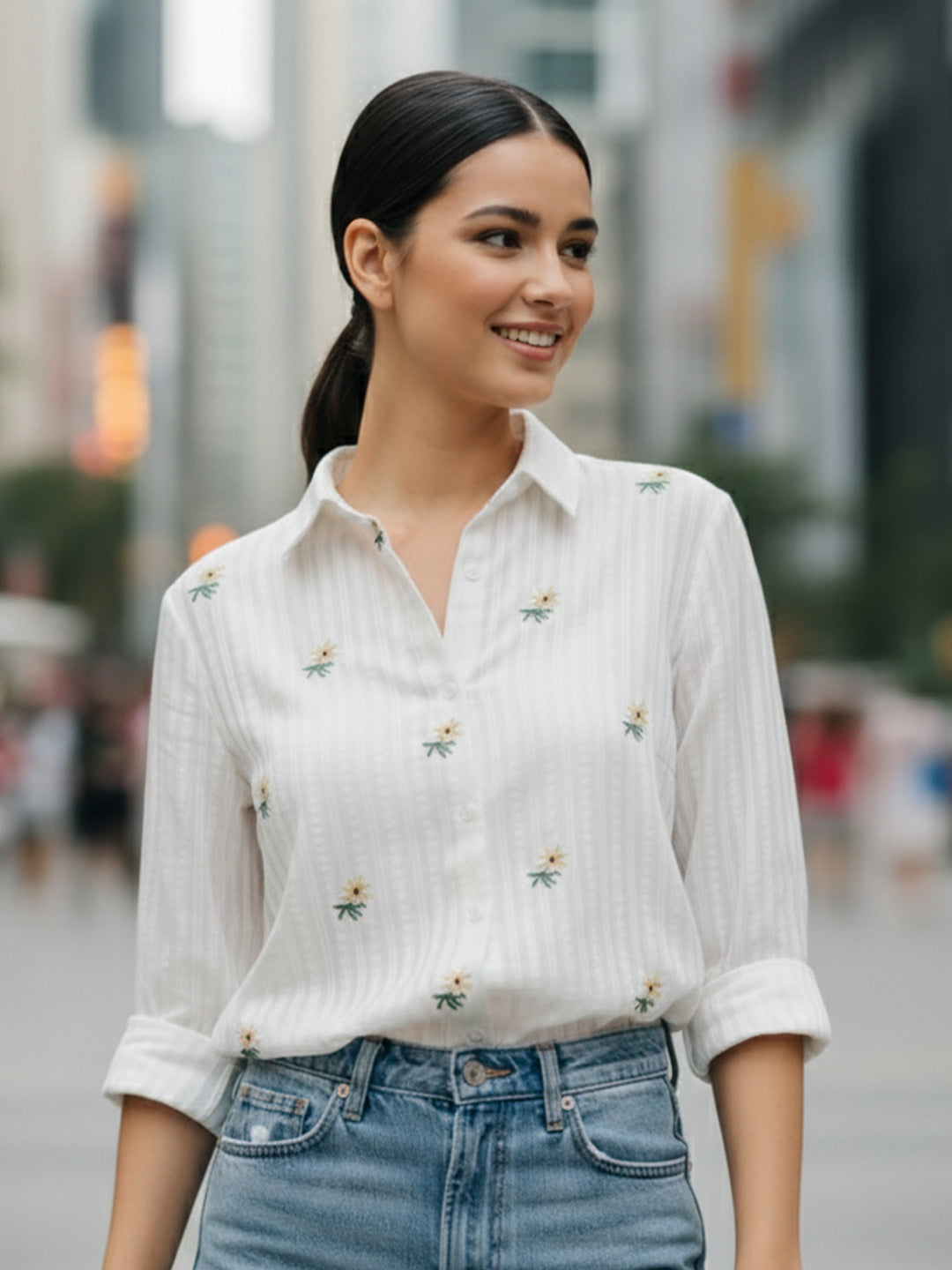 TrendiVastra Women Regular Fit Full Sleeve Shirt Collar Office Wear in White shirt, modern design, full sleeve, collar