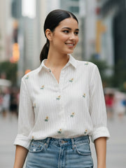 TrendiVastra Women Regular Fit Full Sleeve Shirt Collar Office Wear in White shirt, modern design, full sleeve, collar