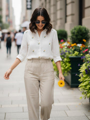 TrendiVastra Women Regular Fit Full Sleeve Shirt Collar Office Wear in White shirt, modern design, full sleeve, collar