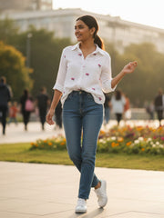 TrendiVastra Women Regular Fit Full Sleeve Shirt Collar Office Wear Style 5 in White shirt, modern design, full sleeve