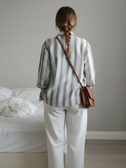 TrendiVastra Women Spread Collar Shirt Office Wear in Grey shirt, modern design, collar, back view