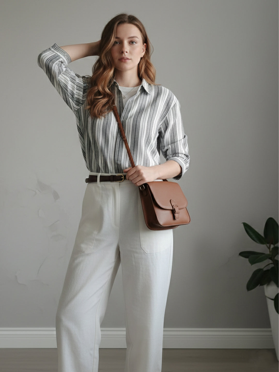 TrendiVastra Women Spread Collar Shirt Office Wear in Grey shirt, modern design, collar, style detail view