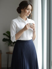 TrendiVastra Women Spread Collar Shirt Office Wear in White shirt, modern design, collar, front view