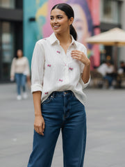 TrendiVastra Women Regular Fit Full Sleeve Shirt Collar Office Wear Style 2 in White shirt, modern design, full sleeve