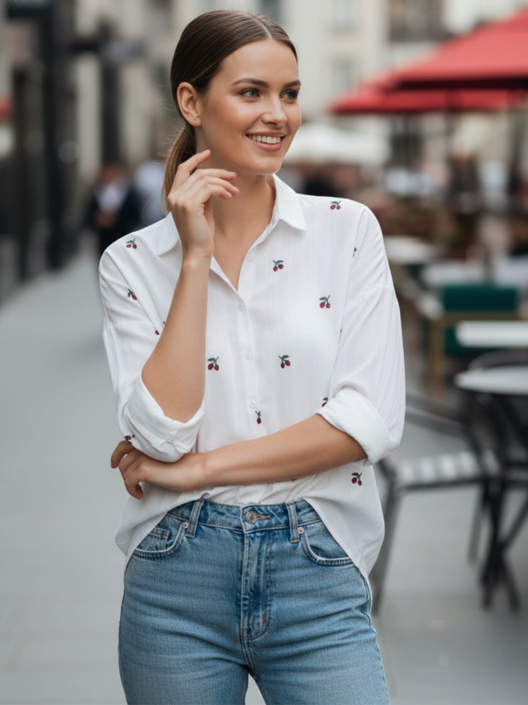 TrendiVastra Women Regular Fit Full Sleeve Shirt Collar Office Wear Style 4 in White shirt, modern design, full sleeve