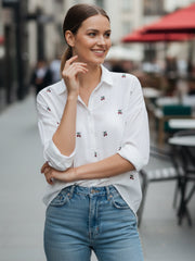 TrendiVastra Women Regular Fit Full Sleeve Shirt Collar Office Wear Style 4 in White shirt, modern design, full sleeve