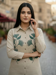 TrendiVastra Women Shirt Collar Office Wear in Beige shirt, modern design, collar, style detail view
