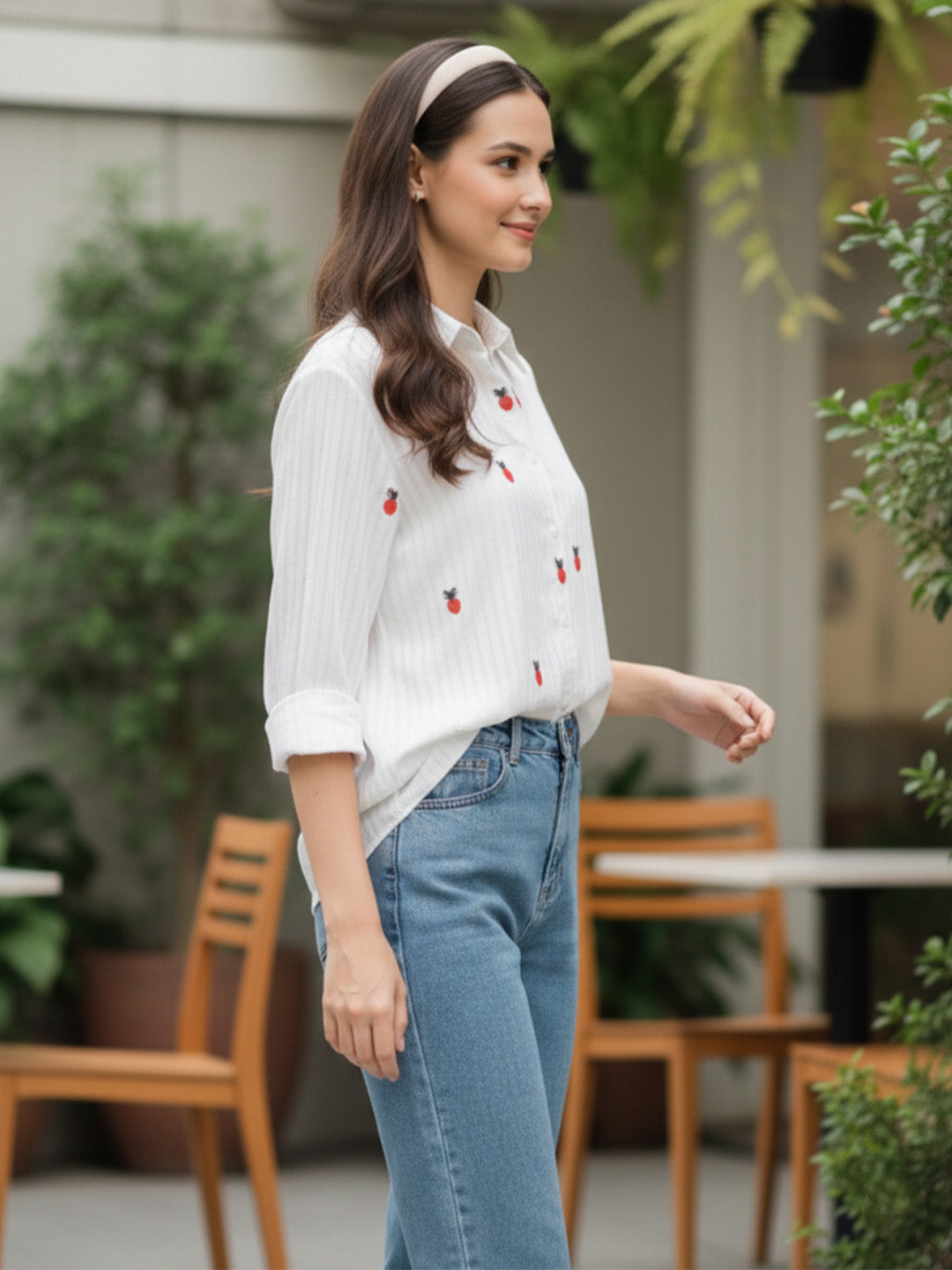 TrendiVastra Women Regular Fit Full Sleeve Shirt Collar Office Wear Style 1 in White shirt, modern design, full sleeve