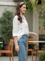 TrendiVastra Women Regular Fit Full Sleeve Shirt Collar Office Wear Style 1 in White shirt, modern design, full sleeve