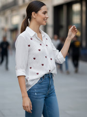 TrendiVastra Women Regular Fit Full Sleeve Shirt Collar Office Wear Style 3 in White shirt, modern design, full sleeve