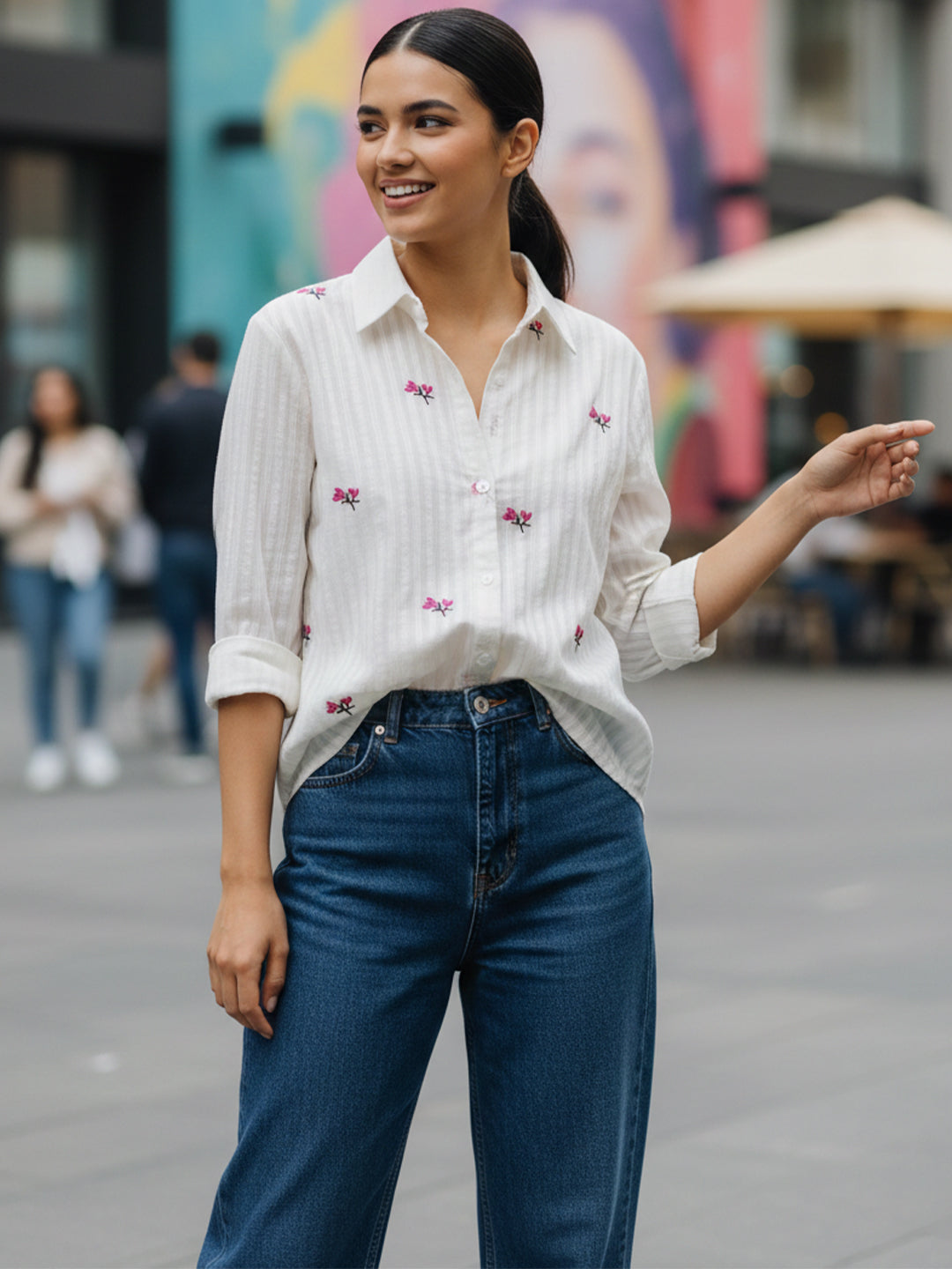 TrendiVastra Women Regular Fit Full Sleeve Shirt Collar Office Wear Style 2 in White shirt, modern design, full sleeve