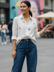 TrendiVastra Women Regular Fit Full Sleeve Shirt Collar Office Wear Style 2 in White shirt, modern design, full sleeve