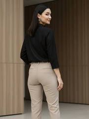 TrendiVastra Women Spread Collar Shirt Office Wear in Black shirt, modern design, collar, style detail view