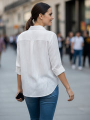 TrendiVastra Women Regular Fit Full Sleeve Shirt Collar Office Wear Style 3 in White shirt, modern design, full sleeve