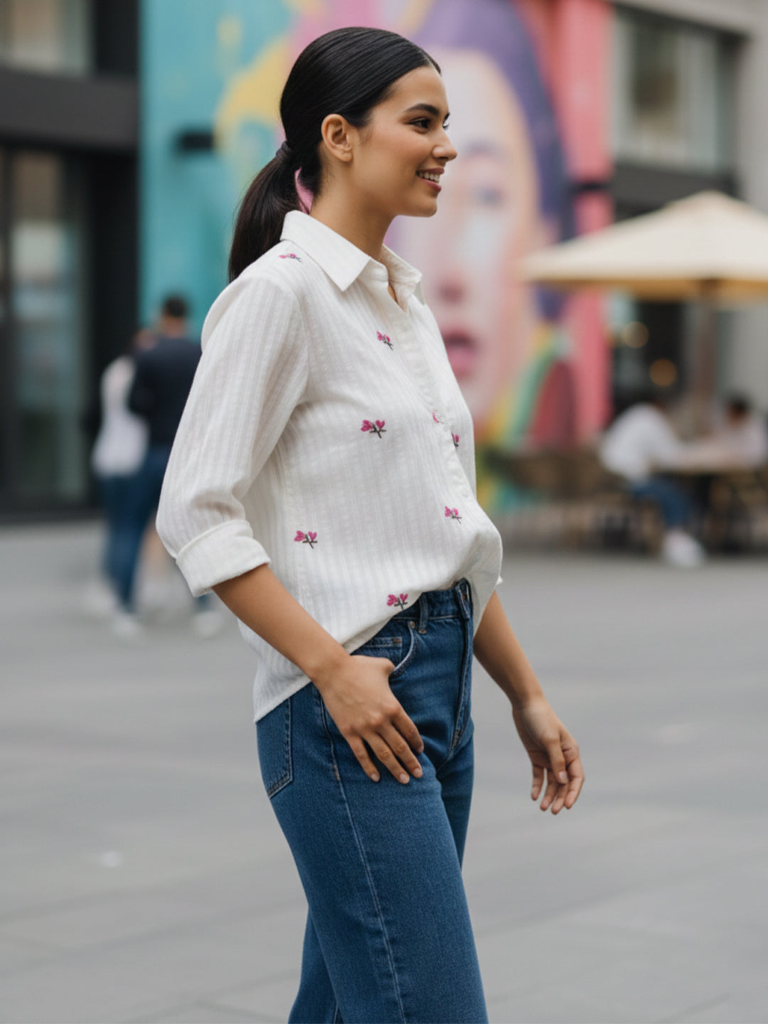 TrendiVastra Women Regular Fit Full Sleeve Shirt Collar Office Wear Style 2 in White shirt, modern design, full sleeve