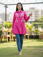 TrendiVastra Women Shirt Collar Office Wear in Pink shirt, modern design, collar, style detail view