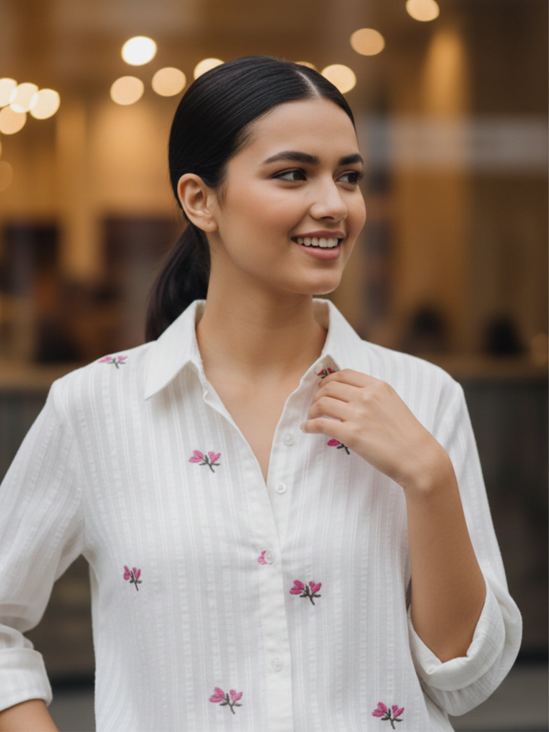 TrendiVastra Women Regular Fit Full Sleeve Shirt Collar Office Wear Style 2 in White shirt, modern design, full sleeve