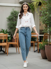 TrendiVastra Women Regular Fit Full Sleeve Shirt Collar Office Wear Style 1 in White shirt, modern design, full sleeve