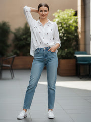 TrendiVastra Women Regular Fit Full Sleeve Shirt Collar Office Wear Style 4 in White shirt, modern design, full sleeve
