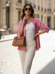 TrendiVastra Women Spread Collar Shirt Office Wear in Pink shirt, modern design, collar, look 6 view