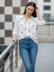 TrendiVastra Women Regular Fit Full Sleeve Shirt Collar Office Wear Style 3 in White shirt, modern design, full sleeve