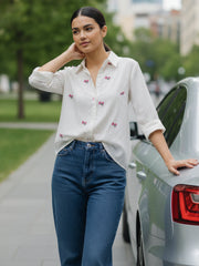 TrendiVastra Women Regular Fit Full Sleeve Shirt Collar Office Wear Style 2 in White shirt, modern design, full sleeve