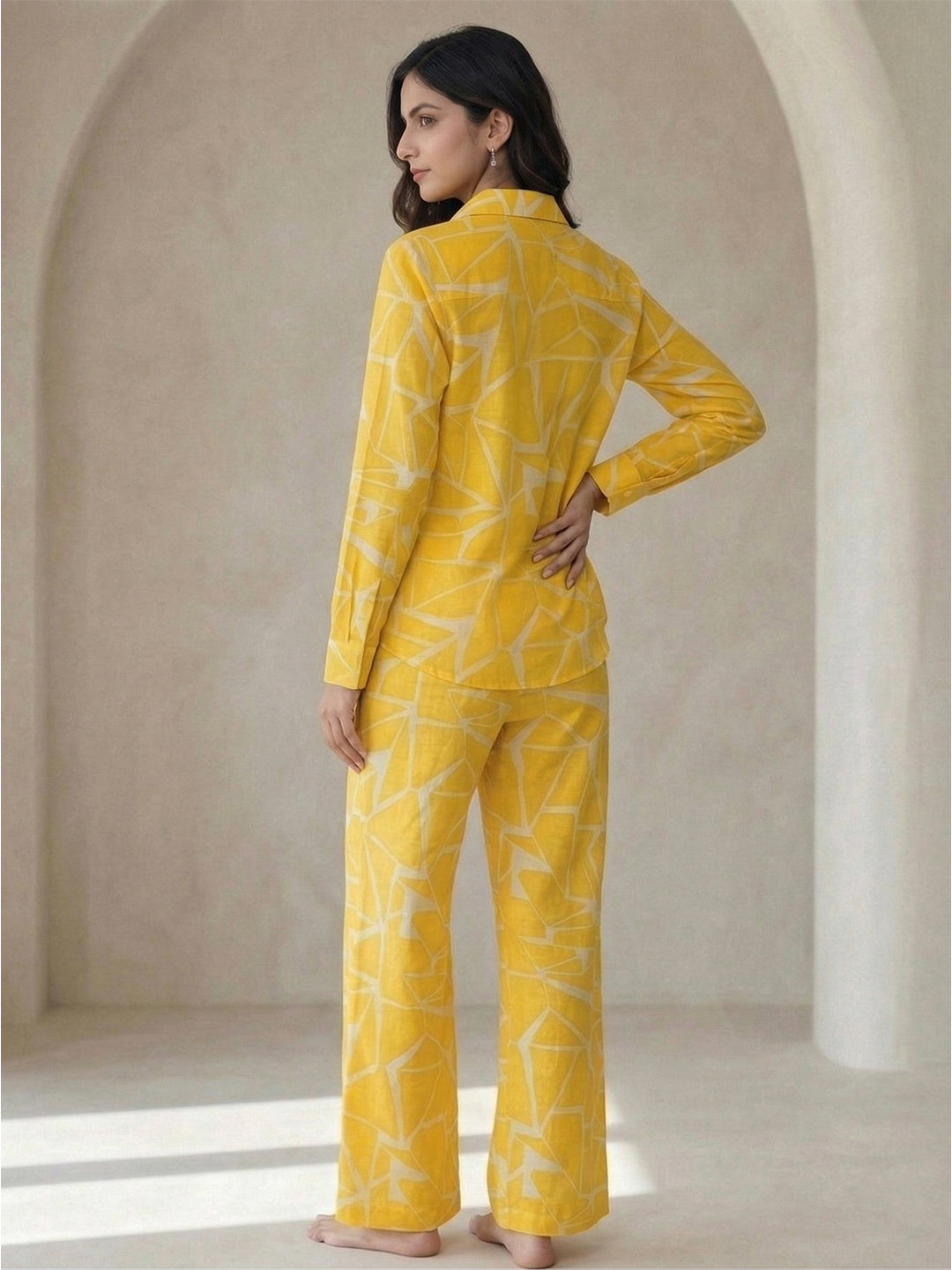 TrendiVastra Women Full Sleeve Co-Ord Set Casual Wear in Yellow co-ord set, modern design, full sleeve, side view