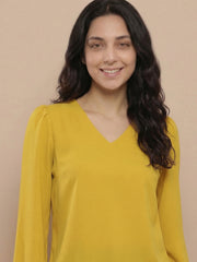 TrendiVastra Women Solid Regular Fit V Neck Top Office Wear Style 1 in Sky Blue top, solid design, V neck, regular fit, look