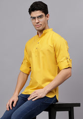 Men's Cotton Blend Slim Fit Short Kurta