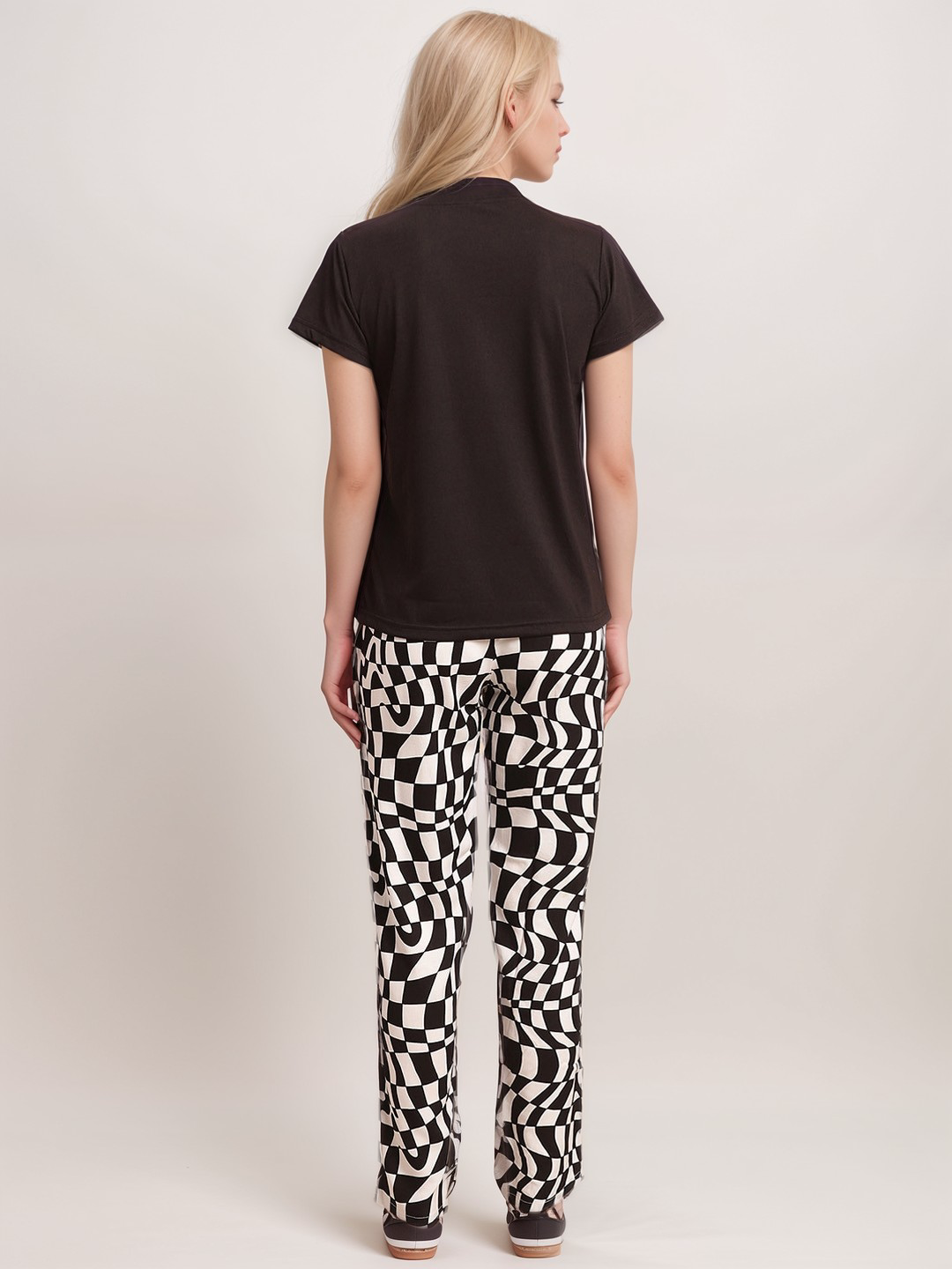 TrendiVastra Women Geometric Print Lounge Bottom Casual Wear in Black bottom wear, geometric print, side view